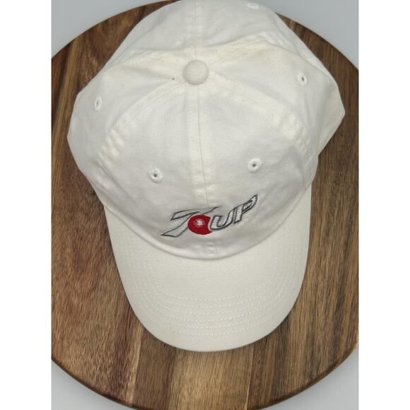 7UP Hat Cap Strap Back White Embroidered Soda Promo Advertising Mens Falcon - Picture 2 of 7